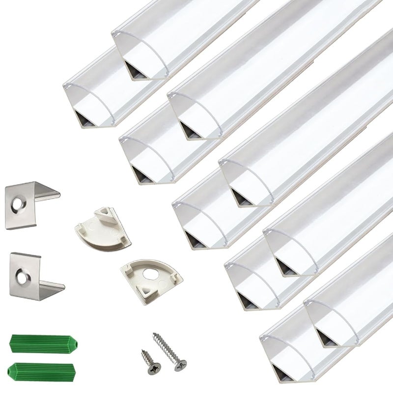 THMOOTHER 10-Pack 6.56FT V Shape LED Strip Aluminum Channel with Clear Cover, Extruded Alu Track with Transparent PC Lens and Mounting Kit,Easy Cut and Installed Corner Mount Profile (10, 6.56FT) - Image 1